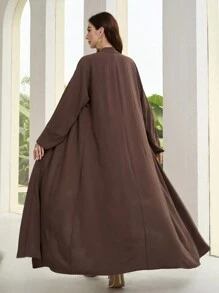 Al Najma Conjunto de 2 piezas de vestido y capa de unicolor de uso diario simple para mujer, conjunto modesto de abaya de 2 piezas - Marrón Mocha - View 2