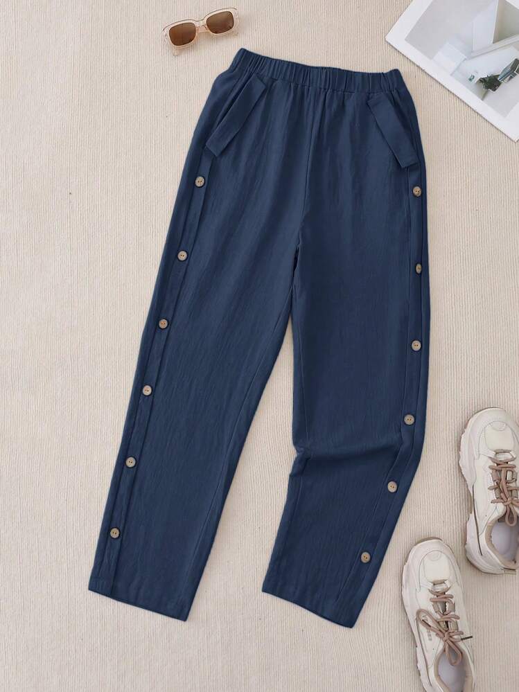 EMERY ROSE Women's Casual Everyday Minimalist Style Long Pants - Blue - View 4