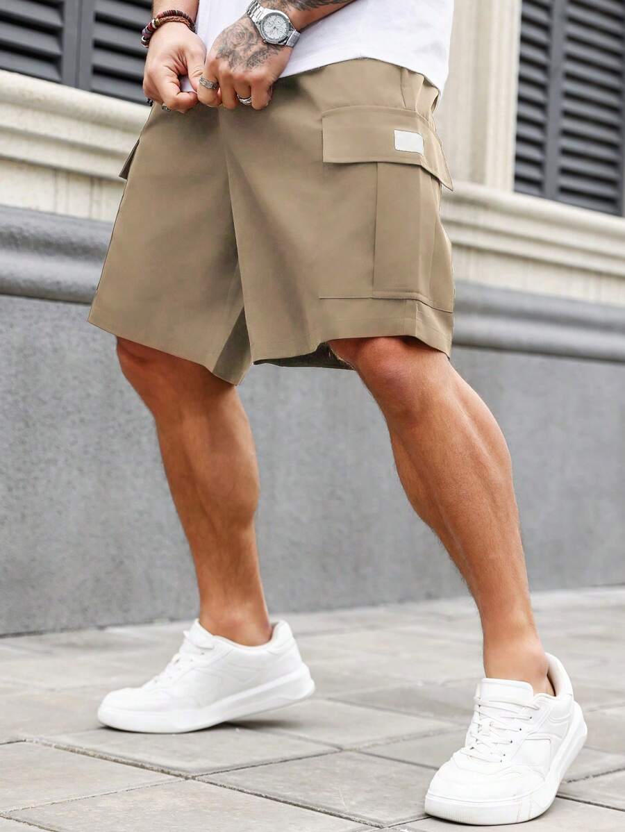 Manfinity Homme Men's Plus Size Casual Cargo Shorts With Pocket Design - Khaki - View 1