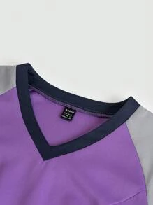 TaskEZ Women's Nurse Uniform Frosted Summer Contrast Color Raglan Uniform Scrub Top 2 Pockets - Multicolor - View 7