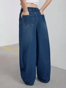 SHEIN Teen Girls' Retro Y2K Style Vintage Casual Boyfriend Baggy Denim Jeans For Streetwear Outfits