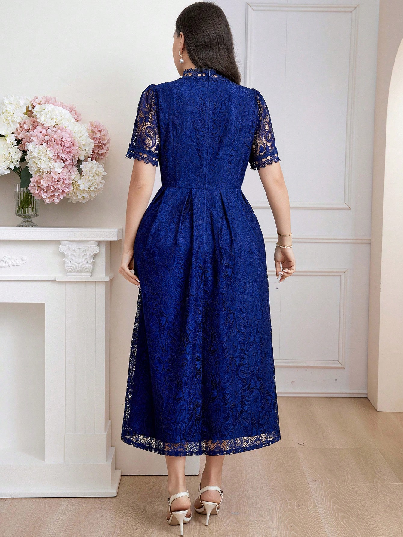 Modelyn فستان حفلة كبير الحجم باللون الأزرق الملكي...