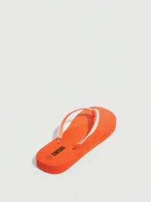 Grefit Solid Color Beach Home Outdoor Flip Flops Halloween Christmas Fall - Orange - View 3