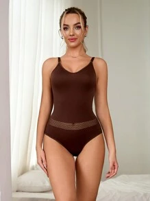 Women's Seamless Breathable Hollow Out Fashionable Bodysuit Shape-Wear, 1pc