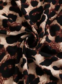 Sweetra Women's Leopard Print Pleated Skirt With Slit, Perfect For Holiday Outfits Maxi Women Outfit