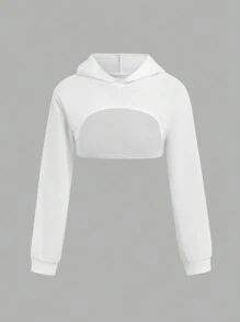 Teen Girls Solid Color Simple Daily Long Sleeve Sweatshirt - Multicolor - View 3