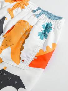 Manfinity KASUA Men's Cartoon Dinosaur Printed Drawstring Wide-Leg Beach Shorts For Vacation - Multicolor - View 4