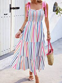 Breezaya Robe cami rayée et imprimée colorée pour femmes - Multicolore - Voir 3