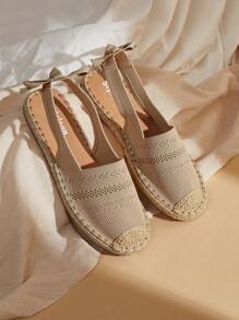 Styleloop Woman Shoes Vacation Lightweight Beige Slingback Espadrille Flats For Summer Vacation Shoes Summer Sale  Back To School Shoes College Student Shoes Boho Feels Vintage Cottage Core Frenchy Shoes Christmas Fall New Year Holiday - Apricot - View 2