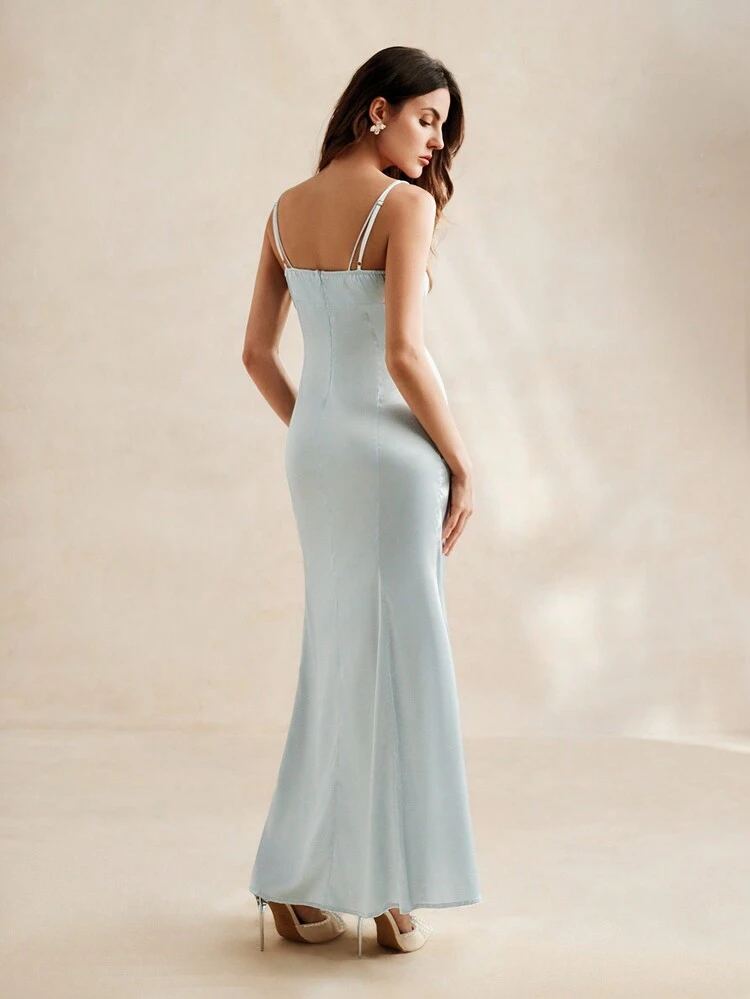 Women's Elegant Contrast Lace Mermaid Hem Cami Dress