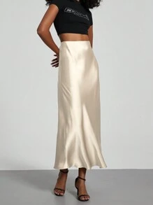 Se-Hore Fashion Women's Elastic Satin Finish Maxi Skirt, Suitable For All Seasons