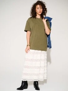 WESTFADE Tiered Lace Maxi Skirt - Beige - View 4