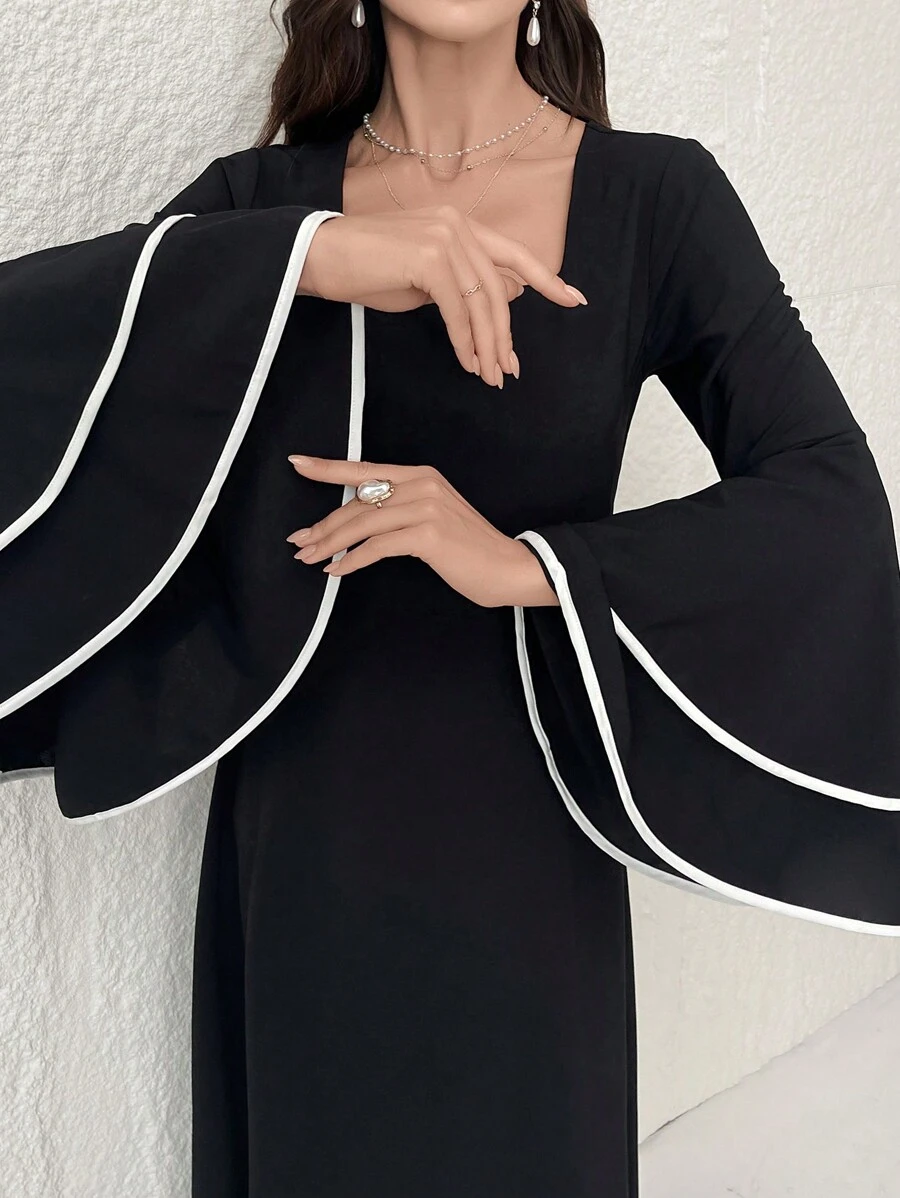 Modelyn Ladies' Elegant Long Arabic Style Dress With Square Neckline ...