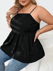 SHEIN CURVE+ 大尺碼女款實色背心上衣，帶蝴蝶結裝飾