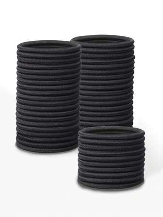 50 件女士黑色弹性发带基本款糖果色发带高弹力发饰休闲马尾辫发夹发圈橡皮筋发绳、发球、头饰