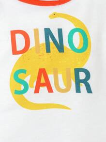 Conjunto de camiseta naranja de manga larga con estampado de dinosaurios en todo y pantalones largos para bebé niño - Multicolor - Ver 6