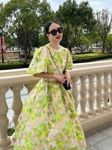 Heavy Jacquard Embroidered Formal Evening Dress Elegant Prom Wedding Guest Gown, For Graduation, Dinner Party Dress