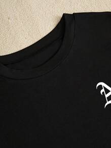 BamGleam Letter A Printed Women's Slim Fit Casual T-Shirt, Comfortable, Round Neck, Short Sleeve, Fashionable Streetwear Summer Top Graphic Tees Women Tops