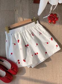 Comfortcana Women's Fruit Print Summer Casual Shorts With Adhesive Fabric - Multicolor - View 3