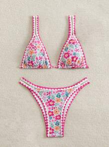 Swim Mod Women's Summer Beach Tropical Plant Print Sexy Bikini Set, Two-Piece Bikini Set - Multicolor - View 6