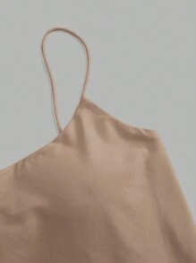 SHEIN Essnce 女士夏季休閒純色內墊開背背心背心，內置胸罩上衣