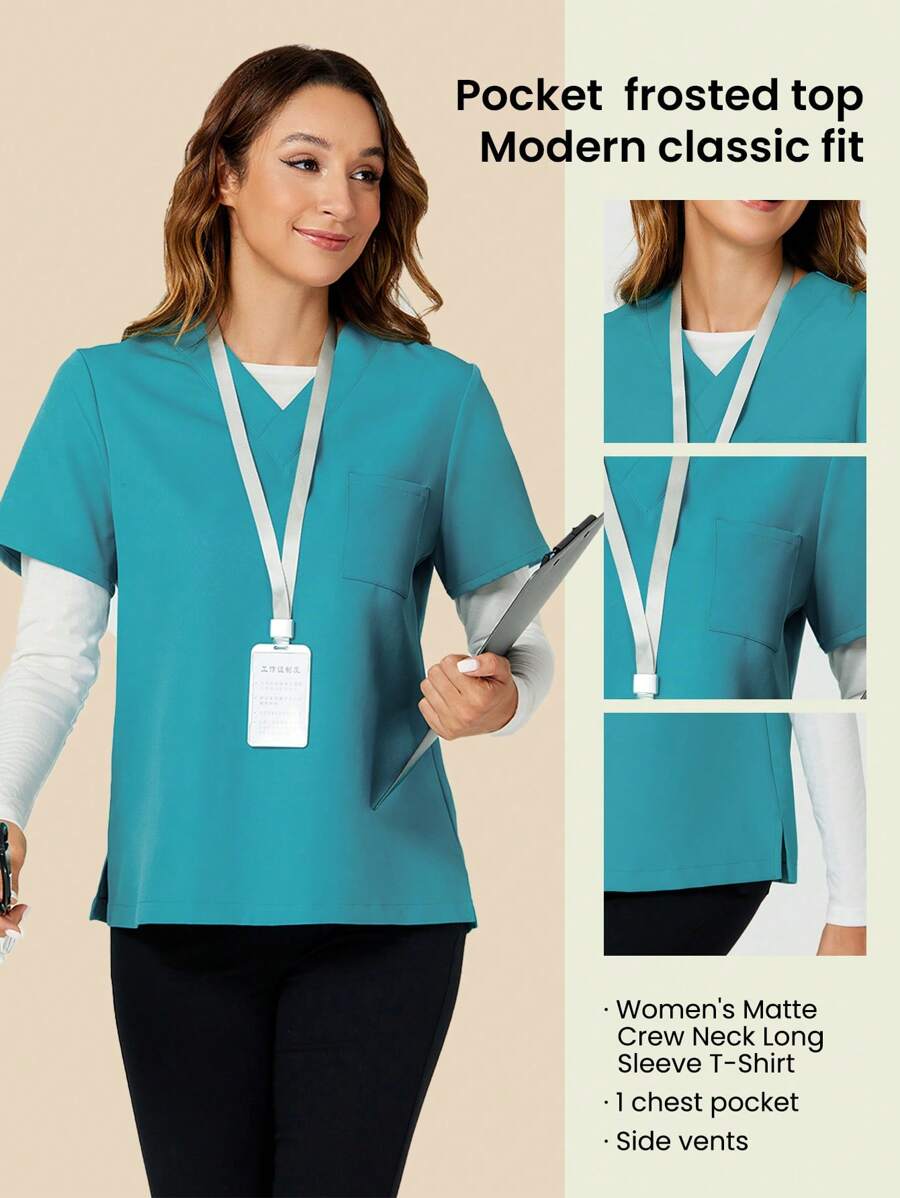 TaskEZ 工作服上衣，2合1休閒護士服襯衫