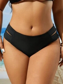 Swim SXY Plus Size Nữ Màu Trơn Đơn Giản Đồ Bơi Hàng Ngày Bikini, Đi Biển Mùa Hè - màu đen - Xem 5