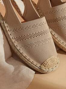 Styleloop Woman Shoes Vacation Lightweight Beige Slingback Espadrille Flats For Summer Vacation Shoes Summer Sale  Back To School Shoes College Student Shoes Boho Feels Vintage Cottage Core Frenchy Shoes Christmas Fall New Year Holiday - Apricot - View 3