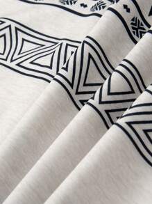 Manfinity Homme Set de camiseta de manga corta y shorts estampados simples para hombres