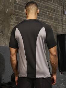 Manfinity Sport Corelite Maglietta sportiva casual da uomo stile boyfriend, con blocchi di colore e inserti, maglietta da compressione estiva da uomo - Multicolore - Visualizzare 2