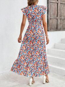 SHEIN Clasi Women's Simple Daily Random Printed Dress - Multicolor - View 3