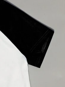 INAWLY 夏季休閒拼色圓領短袖露脐T恤