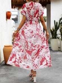 EMERY ROSE Camisa larga con impresión floral y abertura lateral alta ideal para vacaciones y tiempo de ocio