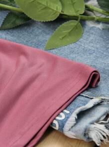 INAWLY Áo thun nữ tay ngắn cổ tròn in chữ và cây cọ mùa hè FOREVER CHASING SUNSETS Áo thun họa tiết dành cho nữ - Màu đỏ tím - Xem 6