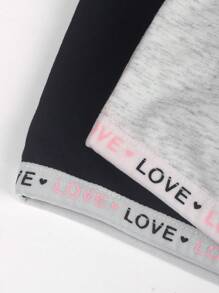 6 Pieces Teen Girls' Basic Letter Color Contrast Minimalist Solid Color Camisole Underwear Set,Summer Travel