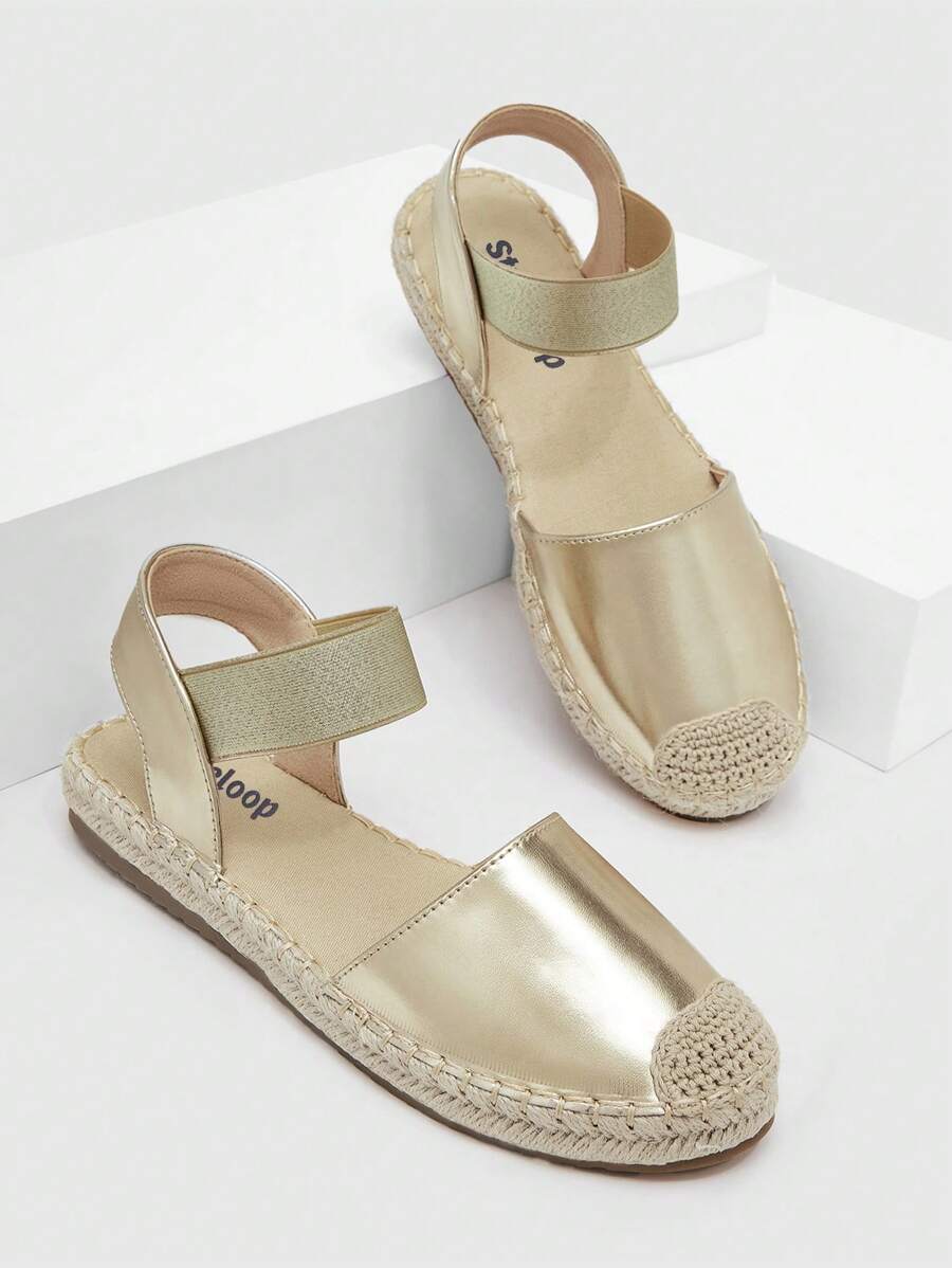 Styleloop Giày Nữ Giày Đế Bằng Vàng Kim Loại, Giày Đế Bằng Espadrille Đi Nghỉ Ngoài Trời Cho Kỳ Nghỉ Hè Giày Giảm Giá Mùa Hè Boho Feels Vintage Cottagecore Frenchy Shoes Halloween - Vàng - Xem 1