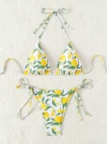 Swim Mod 女士夏季沙滩装水果印花吊带性感比基尼套装，两件套比基尼套装女士比基尼套装 - 彩色 - 查看 3