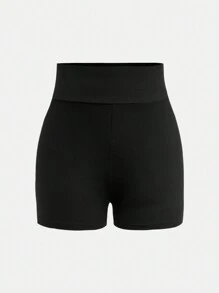 SHEIN Girlism Leggings de malha para meninas adolescentes, shorts de cor sólida com tie-dye, calças casuais