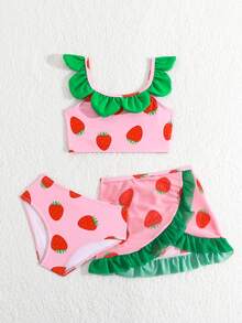 Conjunto de bikini para niña joven (estampado aleatorio) para la playa de verano - Multicolor - Ver 5