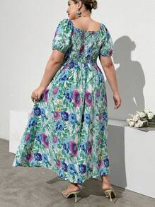 Mulvari Plus Size Women's Casual Short Sleeve Printed Basic Daily Dress - Multicolor - View 2