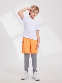 SHEIN Tween Boys' Casual And Simple Daily Long Pants - Orange - View 5
