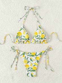 Swim Mod 女士夏季沙滩装水果印花吊带性感比基尼套装，两件套比基尼套装女士比基尼套装 - 彩色 - 查看 2