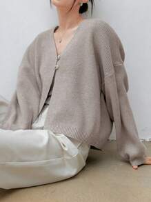 Dazy-Less كارديجان أمامي بأزرار، أكمام طويلة، ملابس خريفية كاجوال للعمل، بليزر للسيدات