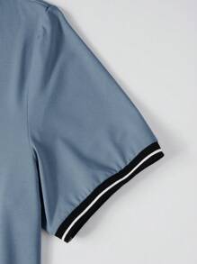 Manfinity Homme Camisa polo casual de rayas de manga corta de verano para hombre para uso diario