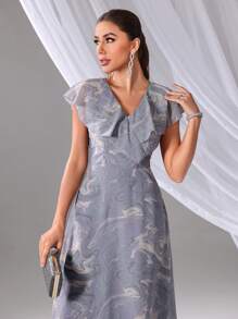 SHEIN Belle Women's Sleeveless Bridesmaid Dress, Simple & Random Printed Pattern (Adult Size) - Grey - View 5