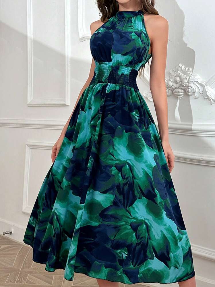 Modelyn Vestido casual de mujer de largo maxi sin mangas con estampado aleatorio para uso diario, vestido de noche largo para mujer - Multicolor - Añade 5