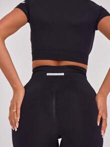 Musera Sport 高腰无缝健身运动紧身裤，适合锻炼、跑步、日常健身、普拉提等休闲运动。 - 黑色 - 查看 3