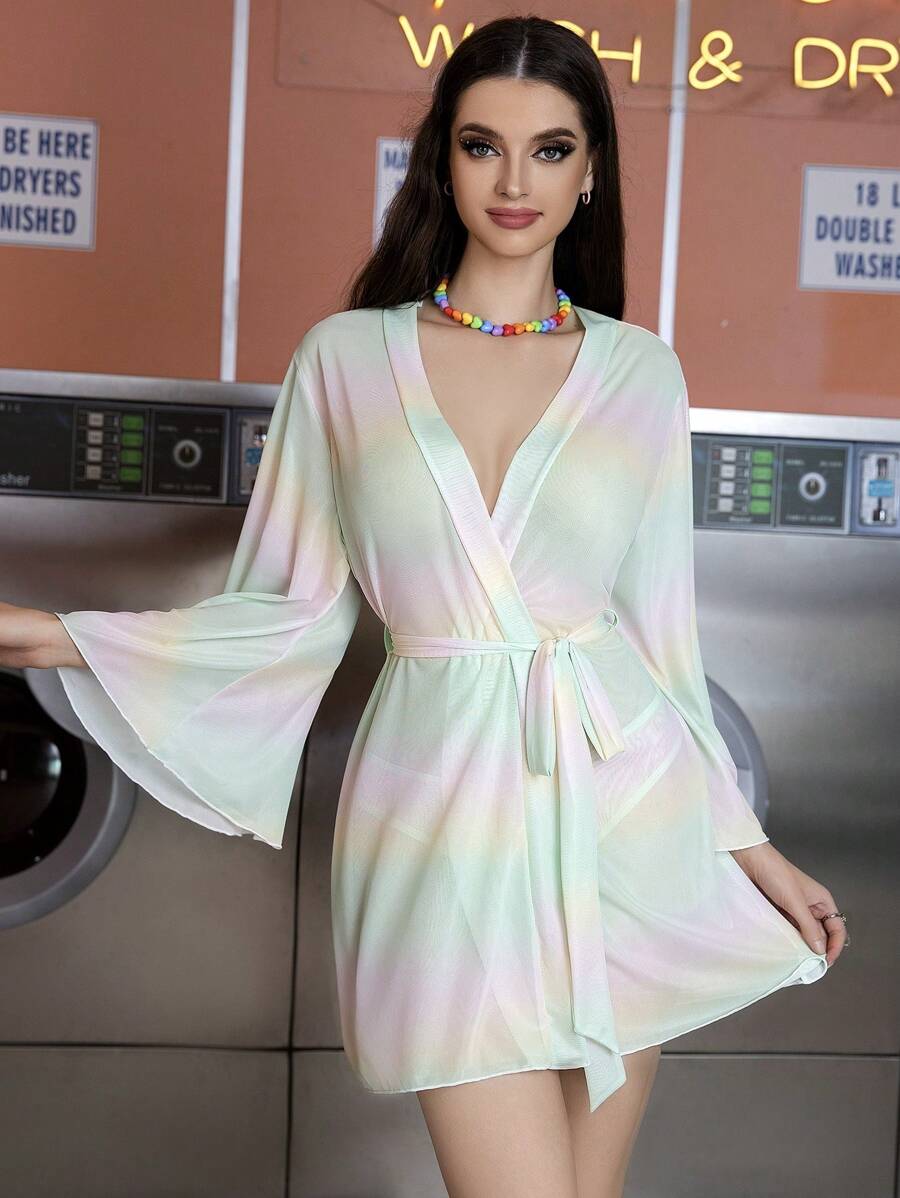 3pcs Women's Sexy Mesh Lingerie Set - Multicolor - View 1