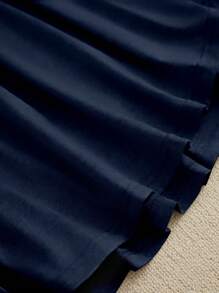 Robe d'intérieur simple et unie pour femme, Moo Moo - Bleu marine - Voir 3