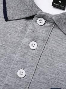 Manfinity Homme 男士大尺碼拼色短袖 Polo 衫，休閒外出穿著，休閒正式款 - 彩色 - 查看 5